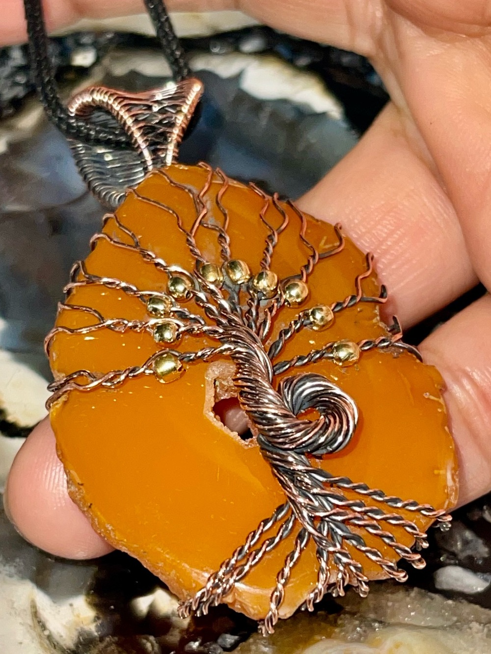 Peachy- Orange Solar Quartz Pendant 2 1/2”